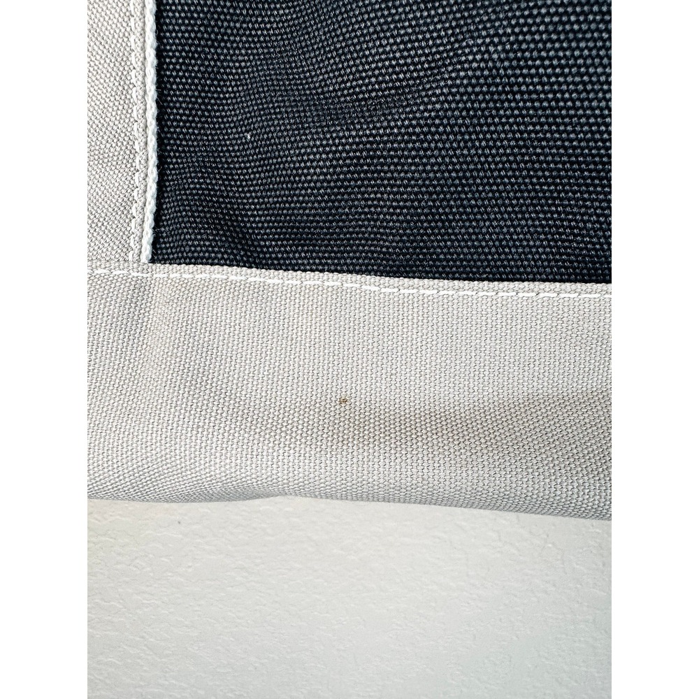 Lands' End Zip Top Boat Tote Canvas Black Natural Large Travel Work Beach Bag - Picture 14 of 15